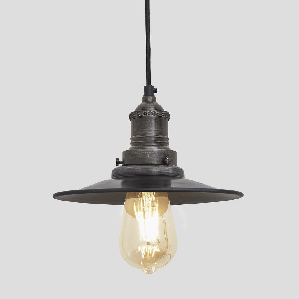 Brooklyn Flat Pendant - 8 Inch - Pewter-Ceiling Lights-Yester Home