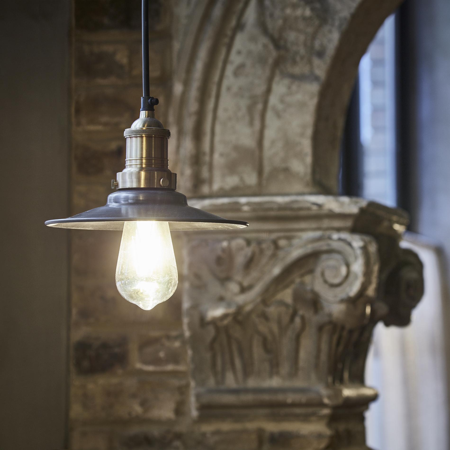 Brooklyn Flat Pendant - 8 Inch - Pewter-Ceiling Lights-Yester Home