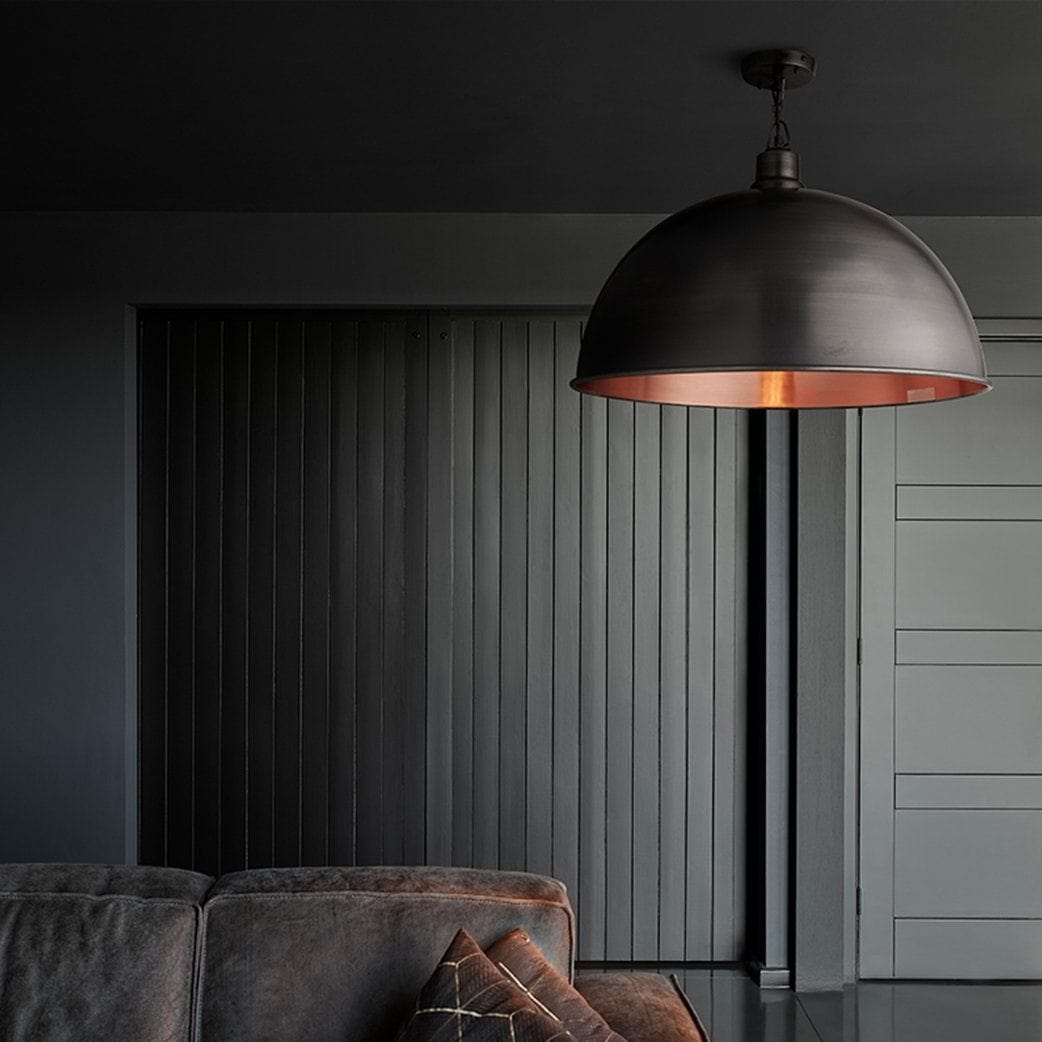 Brooklyn Giant Dome Pendant - 24 Inch - Pewter & Copper-Ceiling Lights-Yester Home