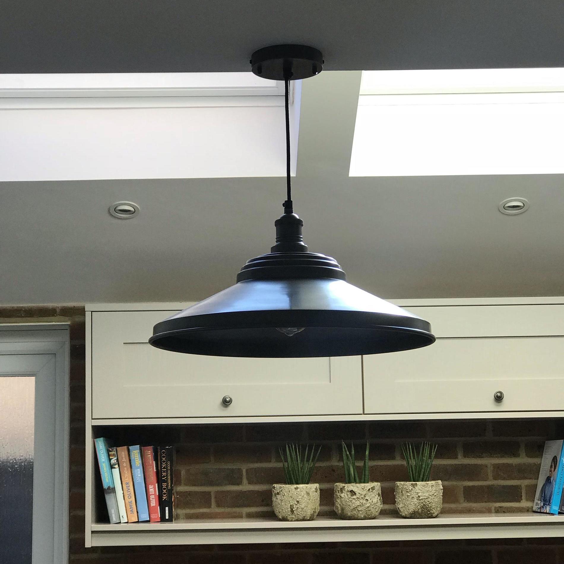 Brooklyn Giant Step Pendant - 18 Inch - Pewter-Ceiling Lights-Yester Home