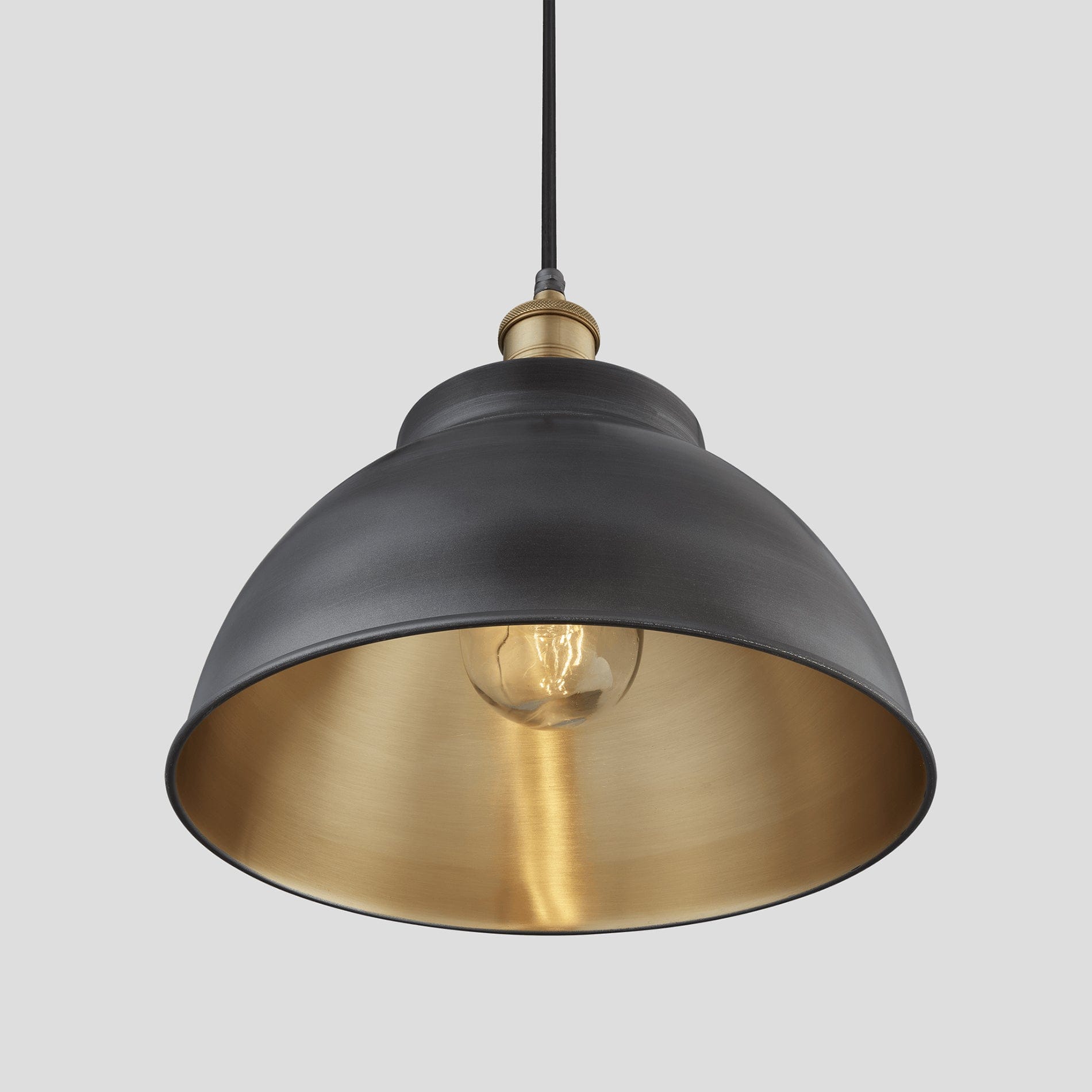Brooklyn Outdoor & Bathroom Dome Pendant - 13 Inch - Pewter & Brass-Ceiling Lights-Yester Home