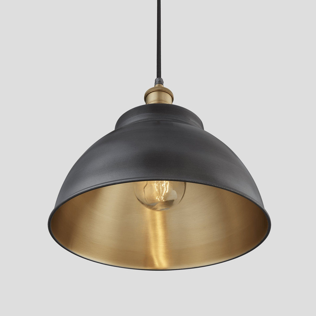 Brooklyn Outdoor & Bathroom Dome Pendant - 13 Inch - Pewter & Brass