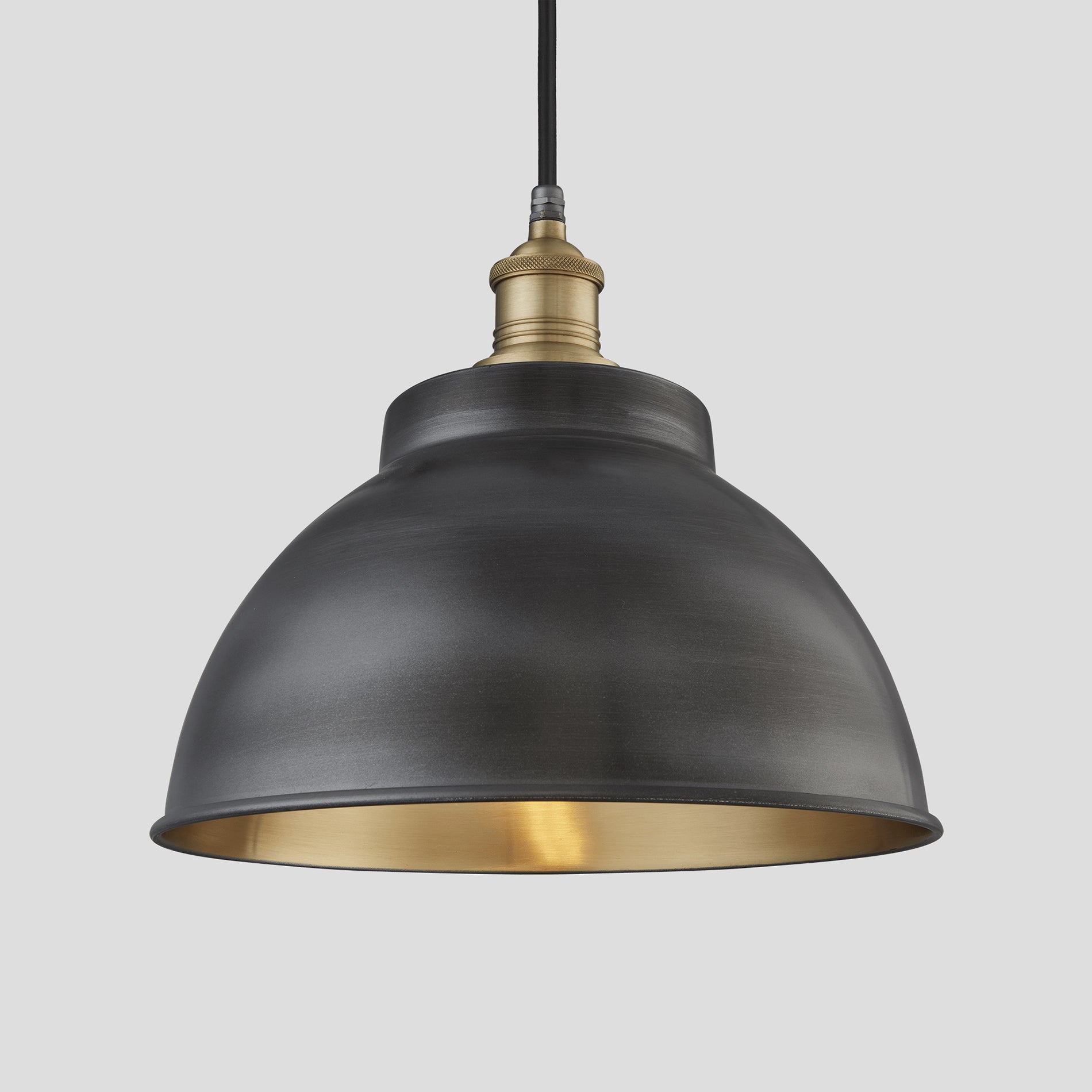 Brooklyn Outdoor & Bathroom Dome Pendant - 13 Inch - Pewter & Brass-Ceiling Lights-Yester Home