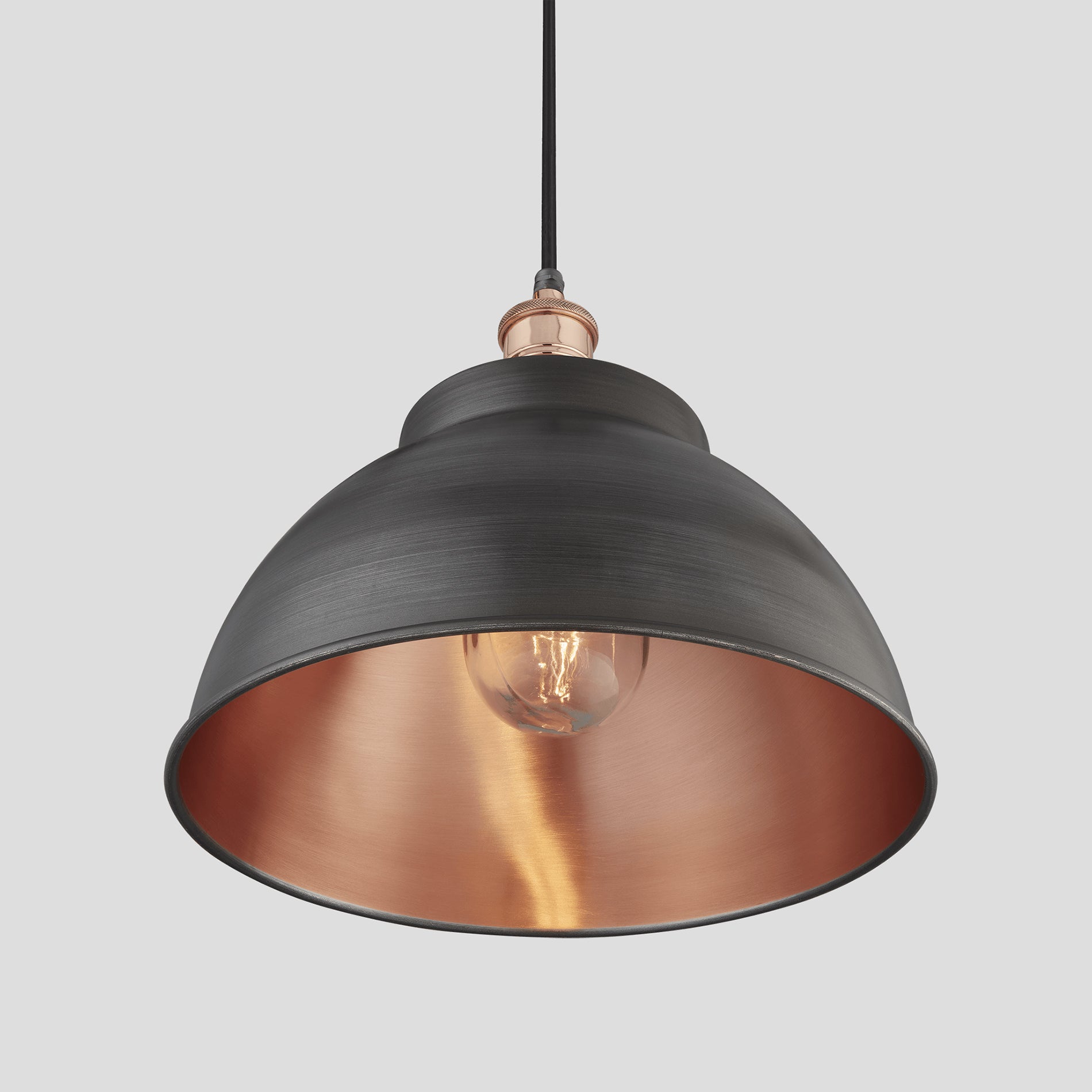 Brooklyn Outdoor & Bathroom Dome Pendant - 13 Inch - Pewter & Copper-Ceiling Lights-Yester Home