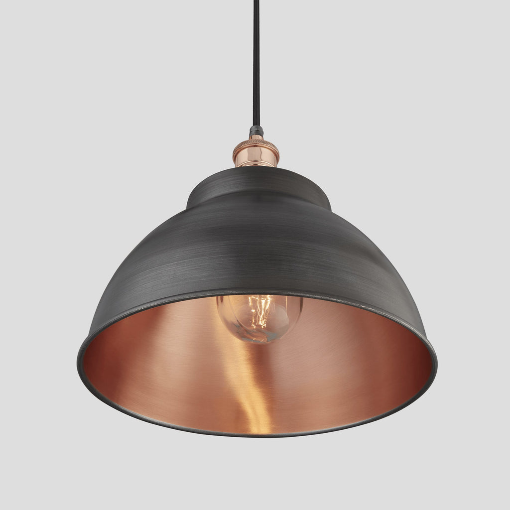 Brooklyn Outdoor & Bathroom Dome Pendant - 13 Inch - Pewter & Copper