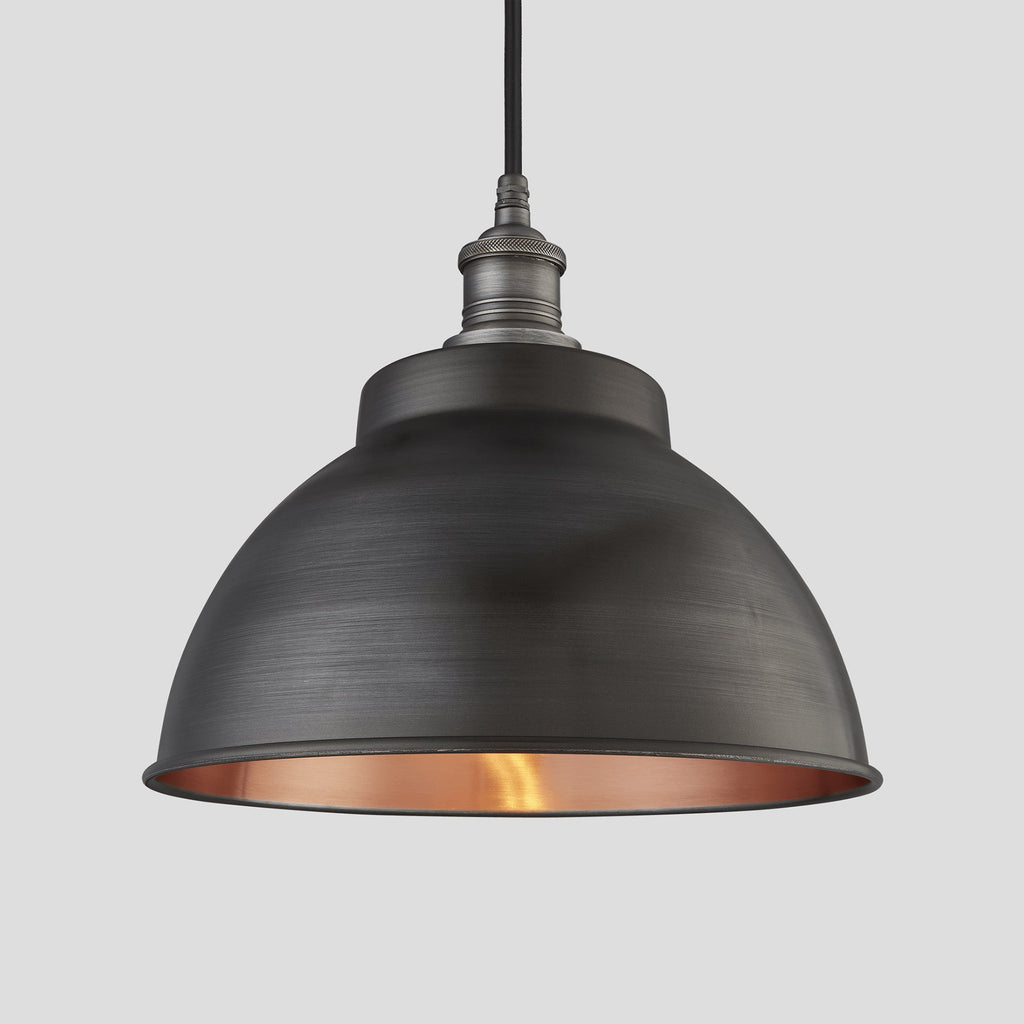 Brooklyn Outdoor & Bathroom Dome Pendant - 13 Inch - Pewter & Copper