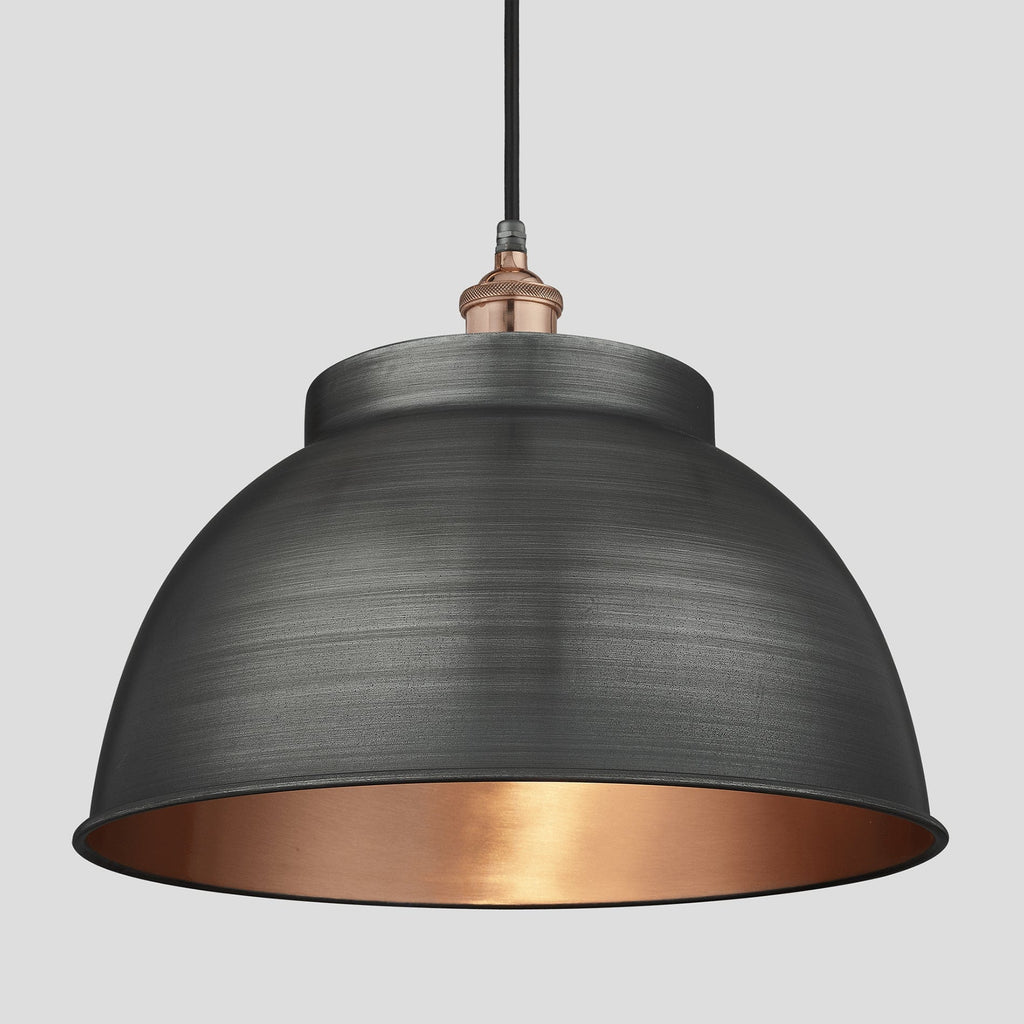 Brooklyn Outdoor & Bathroom Dome Pendant - 17 Inch - Pewter & Copper