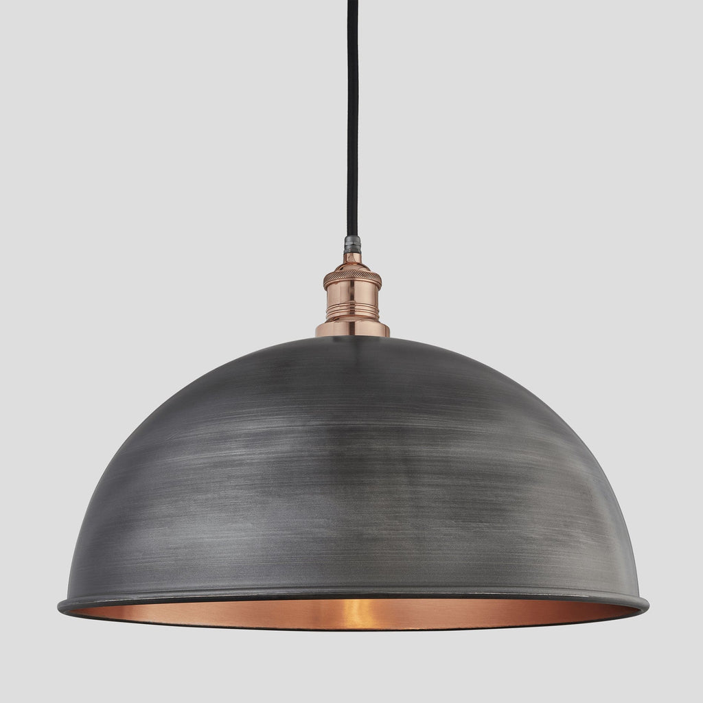 Brooklyn Outdoor & Bathroom Dome Pendant - 18 Inch - Pewter & Copper