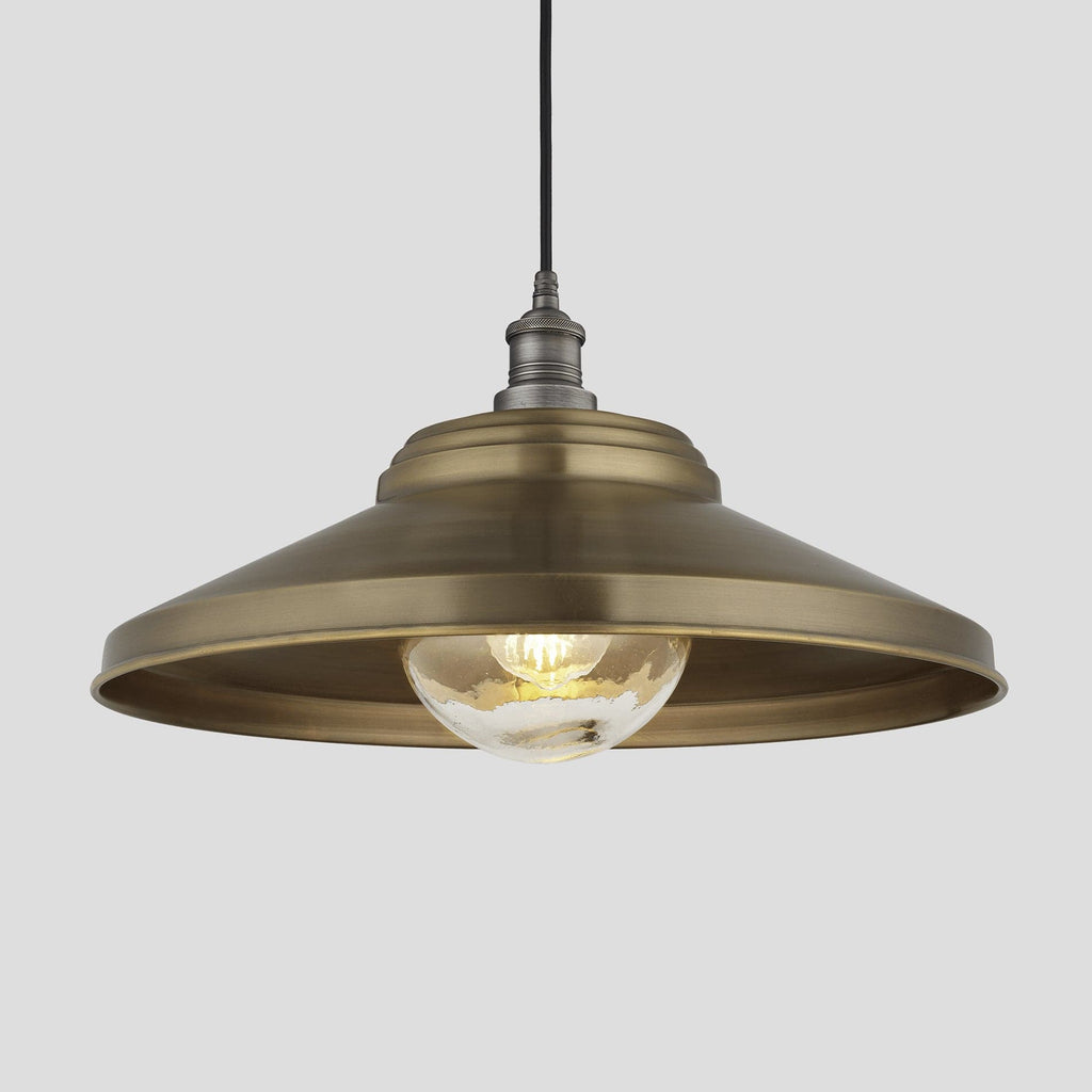 Brooklyn Outdoor & Bathroom Giant Step Pendant – 18 Inch – Brass-Ceiling Lights-Yester Home