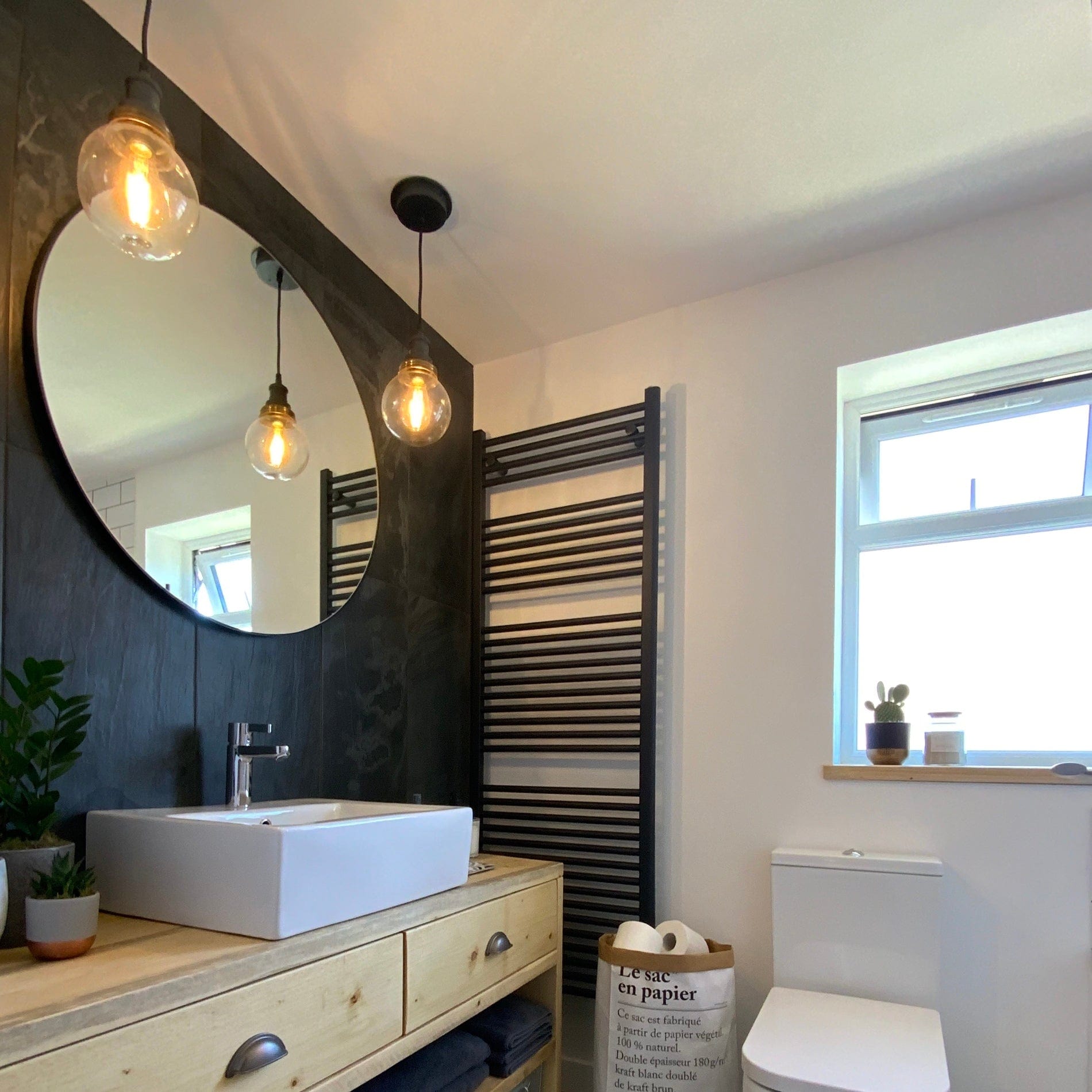 Brooklyn Outdoor & Bathroom Globe Pendant Light - Pewter-Ceiling Lights-Yester Home