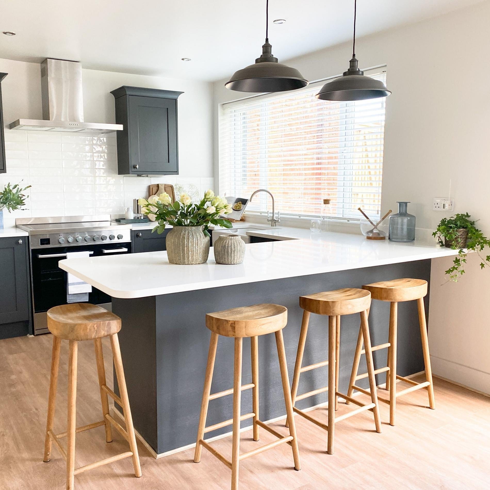 Brooklyn Step Pendant - 16 Inch - Pewter-Ceiling Lights-Yester Home