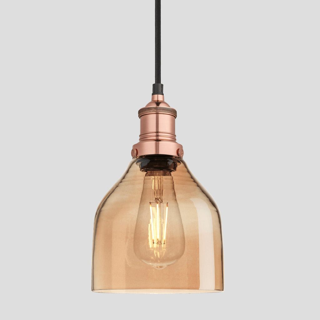 Brooklyn Tinted Glass Cone Pendant - 6 Inch - Amber-Ceiling Lights-Yester Home