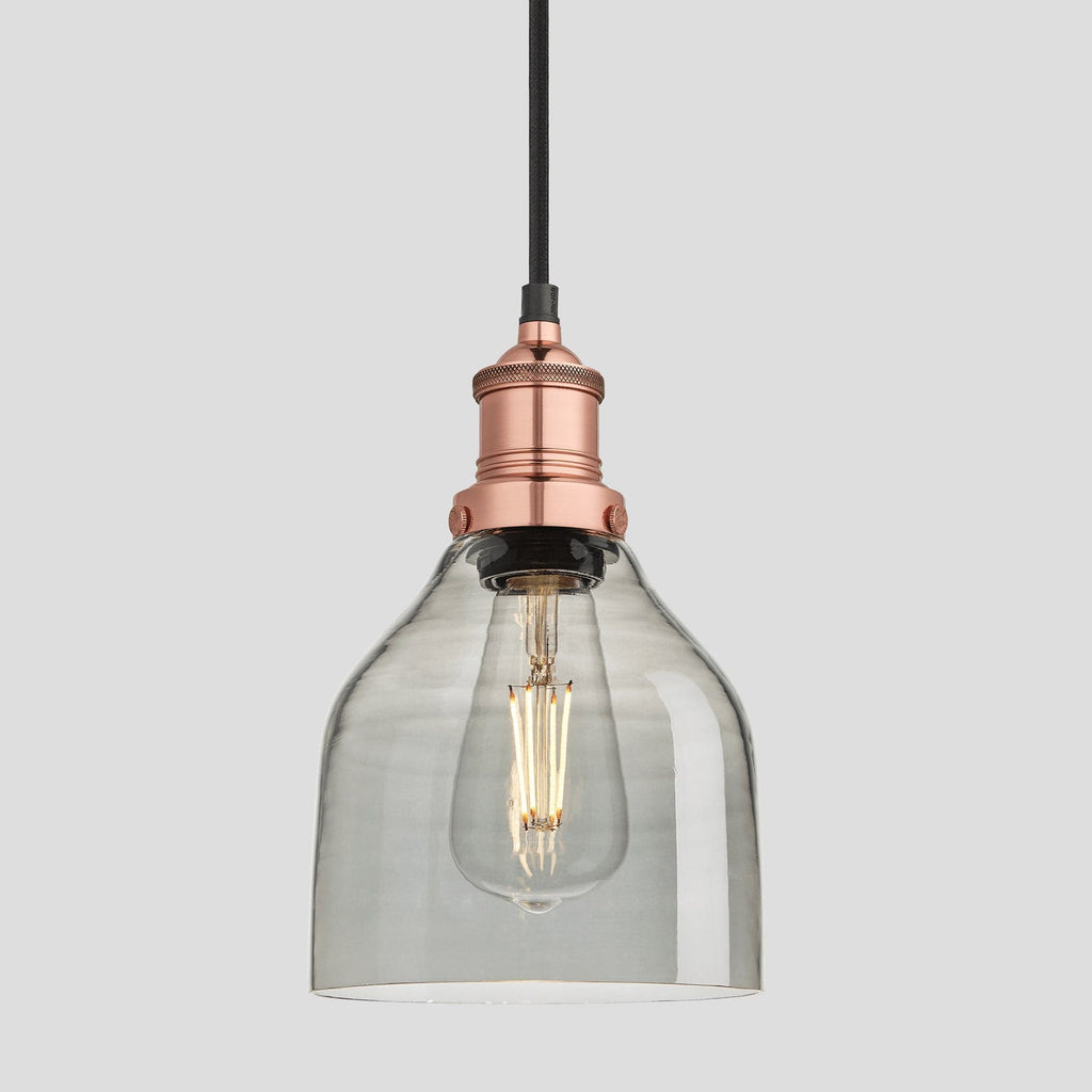 Brooklyn Tinted Glass Cone Pendant - 6 Inch - Smoke Grey-Ceiling Lights-Yester Home