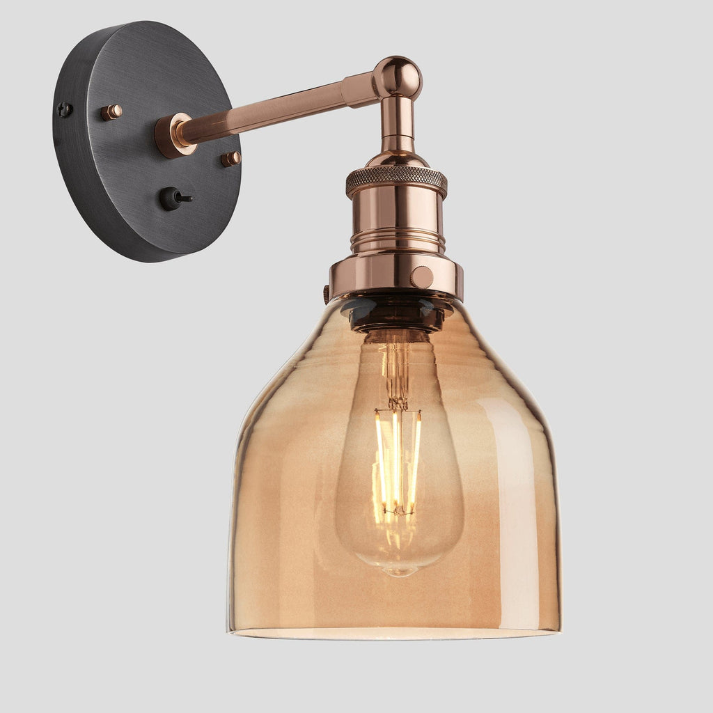 Brooklyn Tinted Glass Cone Wall Light - 6 Inch - Amber - Wall Lights - Industville - Yester Home