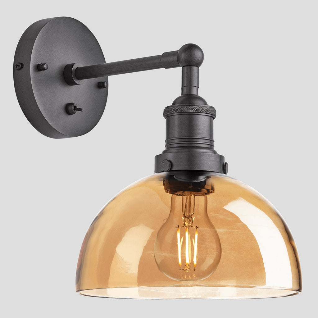 Brooklyn Tinted Glass Dome Wall Light - 8 Inch - Amber-Wall Lights-Yester Home