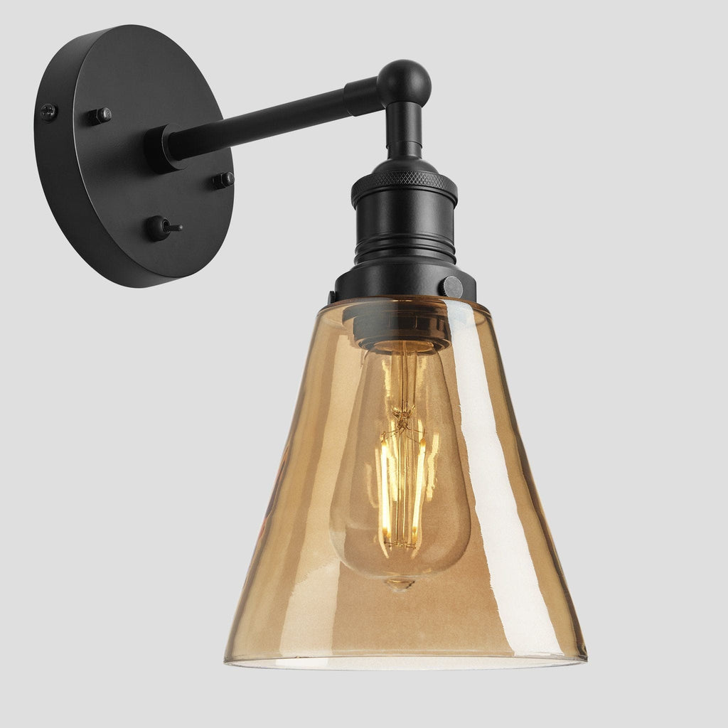 Brooklyn Tinted Glass Flask Wall Light - 6 Inch - Amber - Wall Lights - Industville - Yester Home
