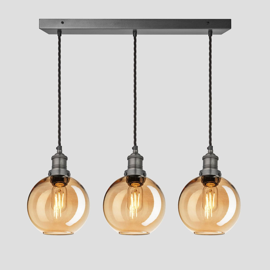 Brooklyn Tinted Glass Globe 3 Wire Cluster Lights - 7 inch - Amber-Ceiling Lights-Yester Home