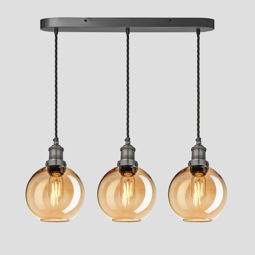 Brooklyn Tinted Glass Globe 3 Wire Cluster Lights - 7 inch - Amber-Ceiling Lights-Yester Home