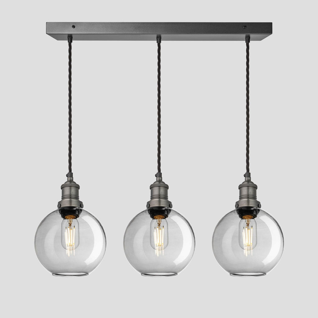 Brooklyn Tinted Glass Globe 3 Wire Cluster Lights - 7 inch - Smoke Grey-Ceiling Lights-Yester Home