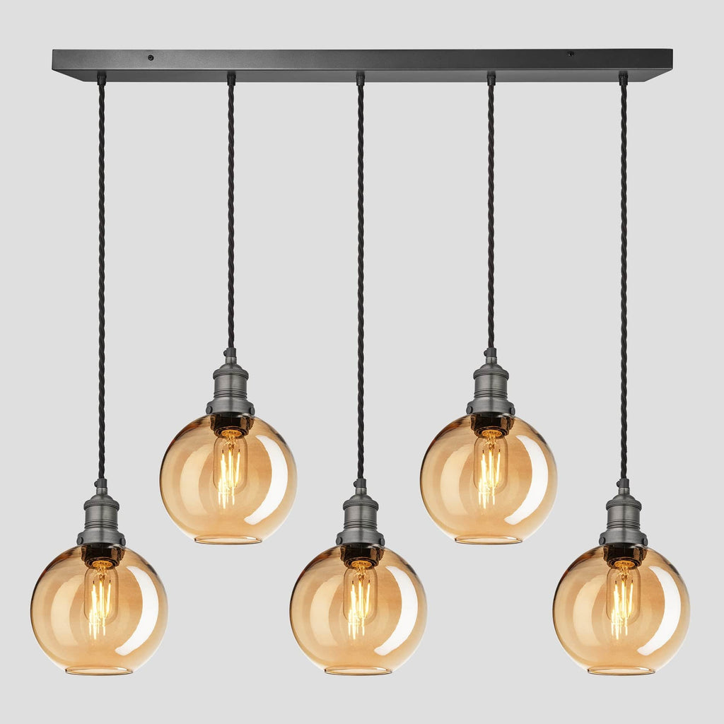 Brooklyn Tinted Glass Globe 5 Wire Cluster Lights - 7 inch - Amber-Ceiling Lights-Yester Home