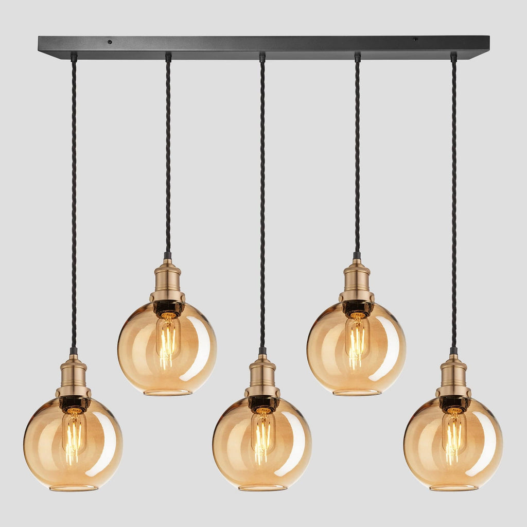 Brooklyn Tinted Glass Globe 5 Wire Cluster Lights - 7 inch - Amber-Ceiling Lights-Yester Home