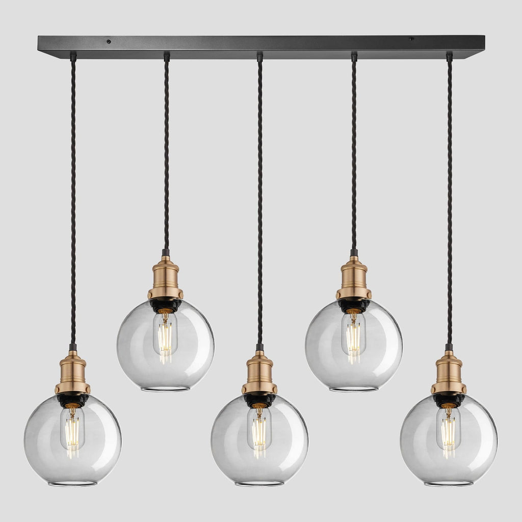 Brooklyn Tinted Glass Globe 5 Wire Cluster Lights - 7 inch - Smoke Grey-Ceiling Lights-Yester Home