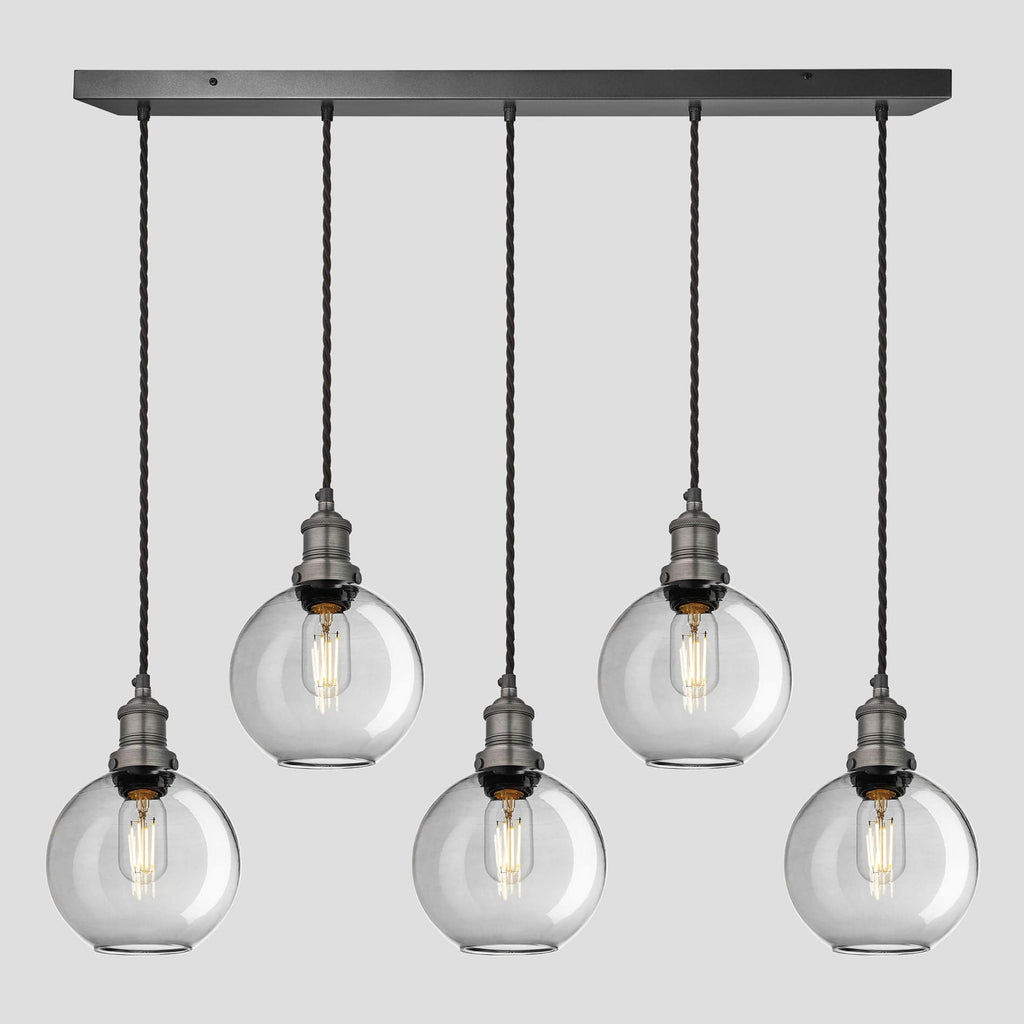 Brooklyn Tinted Glass Globe 5 Wire Cluster Lights - 7 inch - Smoke Grey-Ceiling Lights-Yester Home