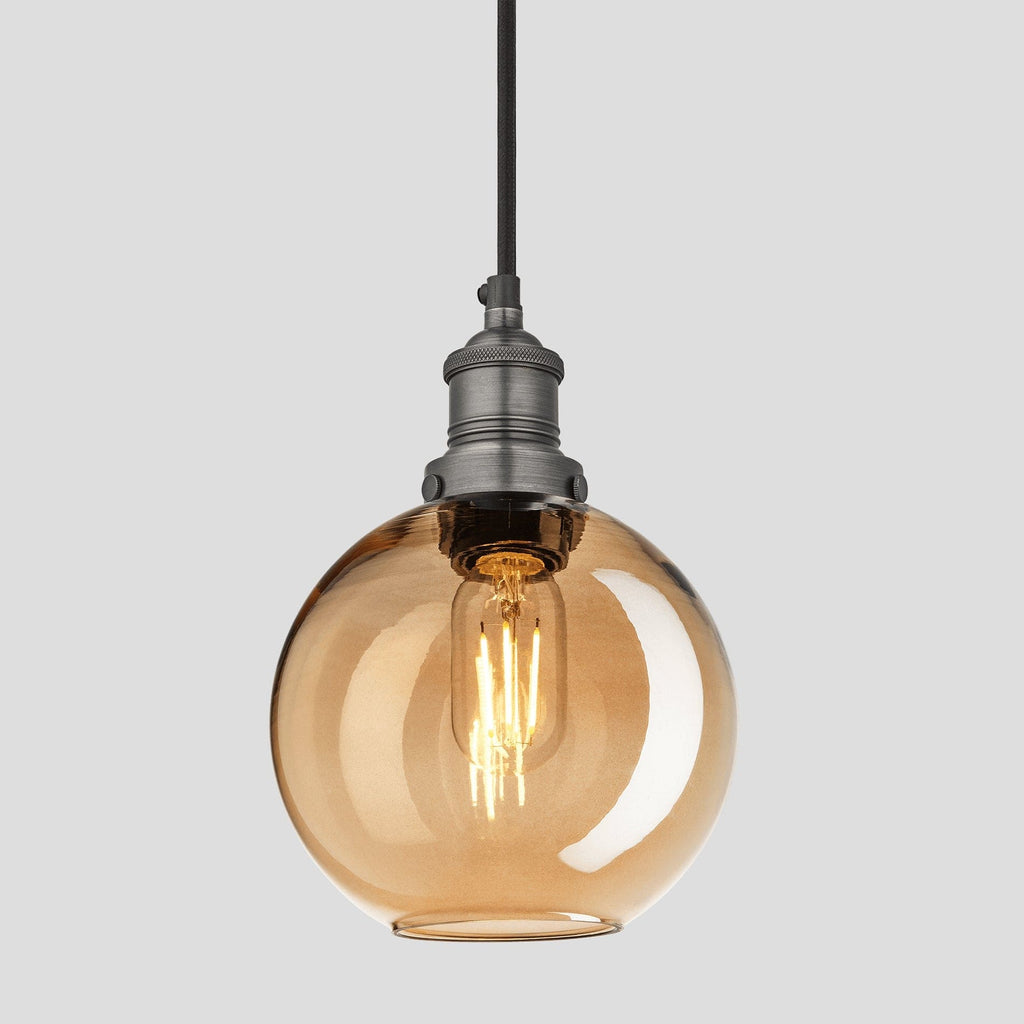 Brooklyn Tinted Glass Globe Pendant - 7 Inch - Amber-Ceiling Lights-Yester Home