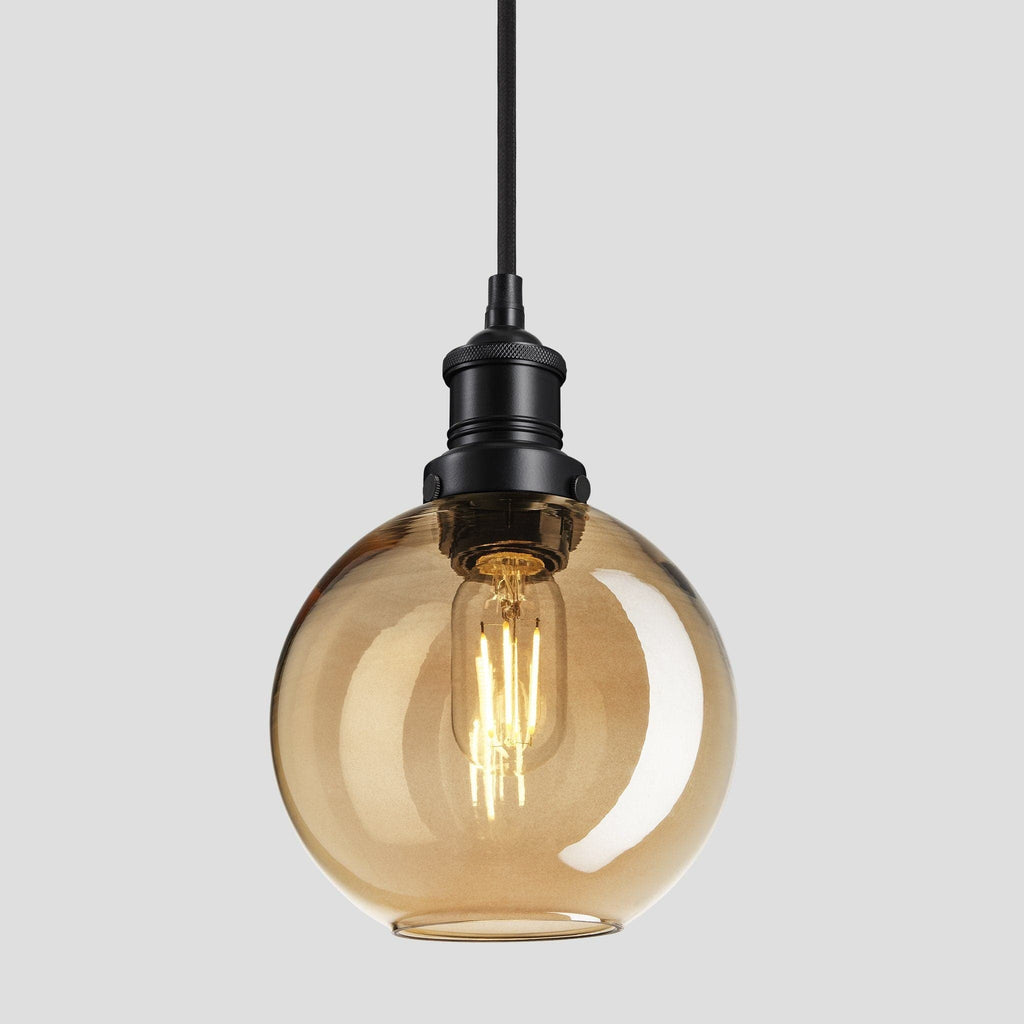 Brooklyn Tinted Glass Globe Pendant - 7 Inch - Amber-Ceiling Lights-Yester Home