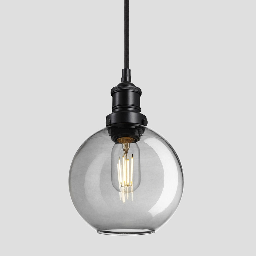 Brooklyn Tinted Glass Globe Pendant - 7 Inch - Smoke Grey-Ceiling Lights-Yester Home