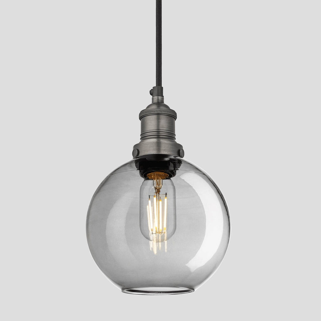 Brooklyn Tinted Glass Globe Pendant - 7 Inch - Smoke Grey-Ceiling Lights-Yester Home