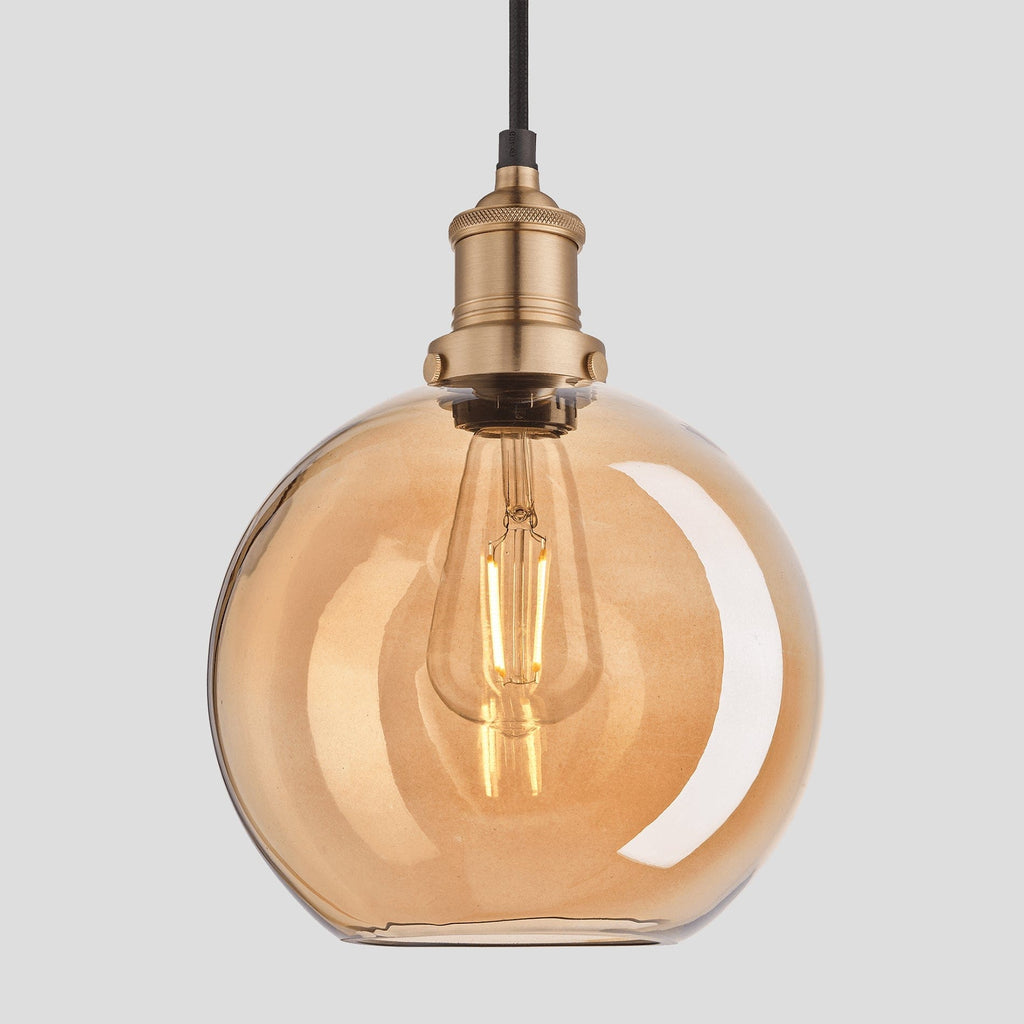 Brooklyn Tinted Glass Globe Pendant - 9 Inch - Amber-Ceiling Lights-Yester Home