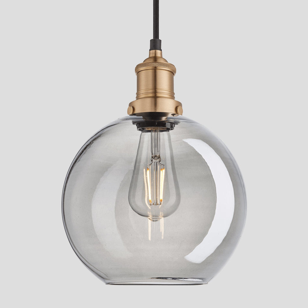 Brooklyn Tinted Glass Globe Pendant - 9 Inch - Smoke Grey-Ceiling Lights-Yester Home