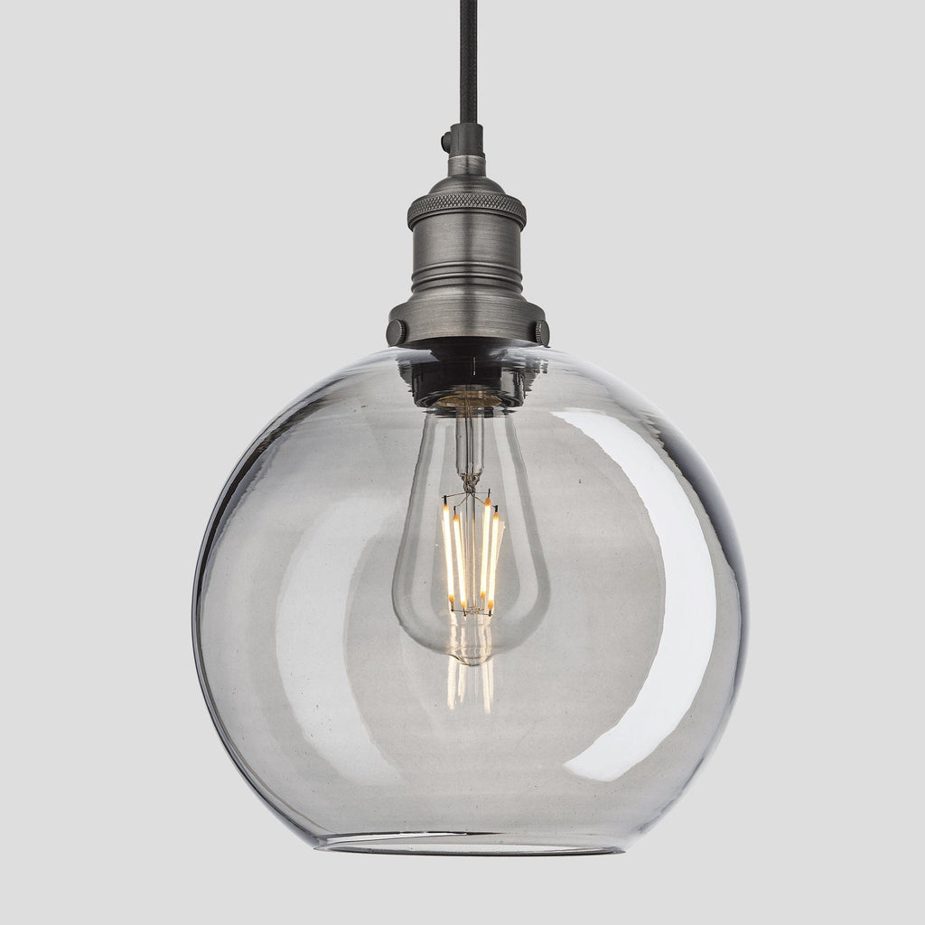 Brooklyn Tinted Glass Globe Pendant - 9 Inch - Smoke Grey-Ceiling Lights-Yester Home