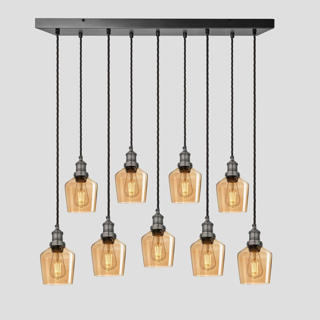 Brooklyn Tinted Glass Schoolhouse 9 Wire Cluster Lights - 5.5 inch - Amber-Ceiling Lights-Yester Home