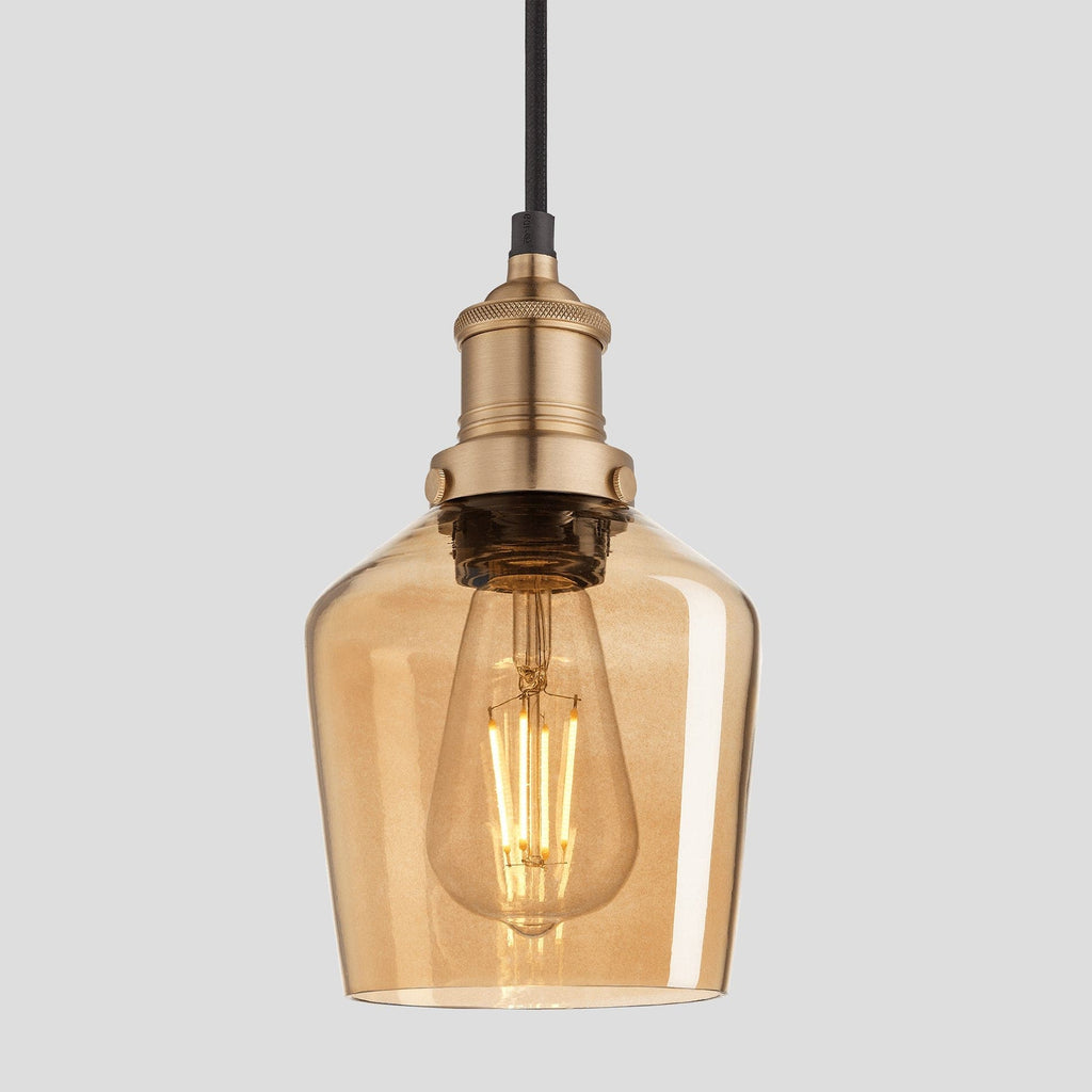 Brooklyn Tinted Glass Schoolhouse Pendant - 5.5 Inch - Amber-Ceiling Lights-Yester Home