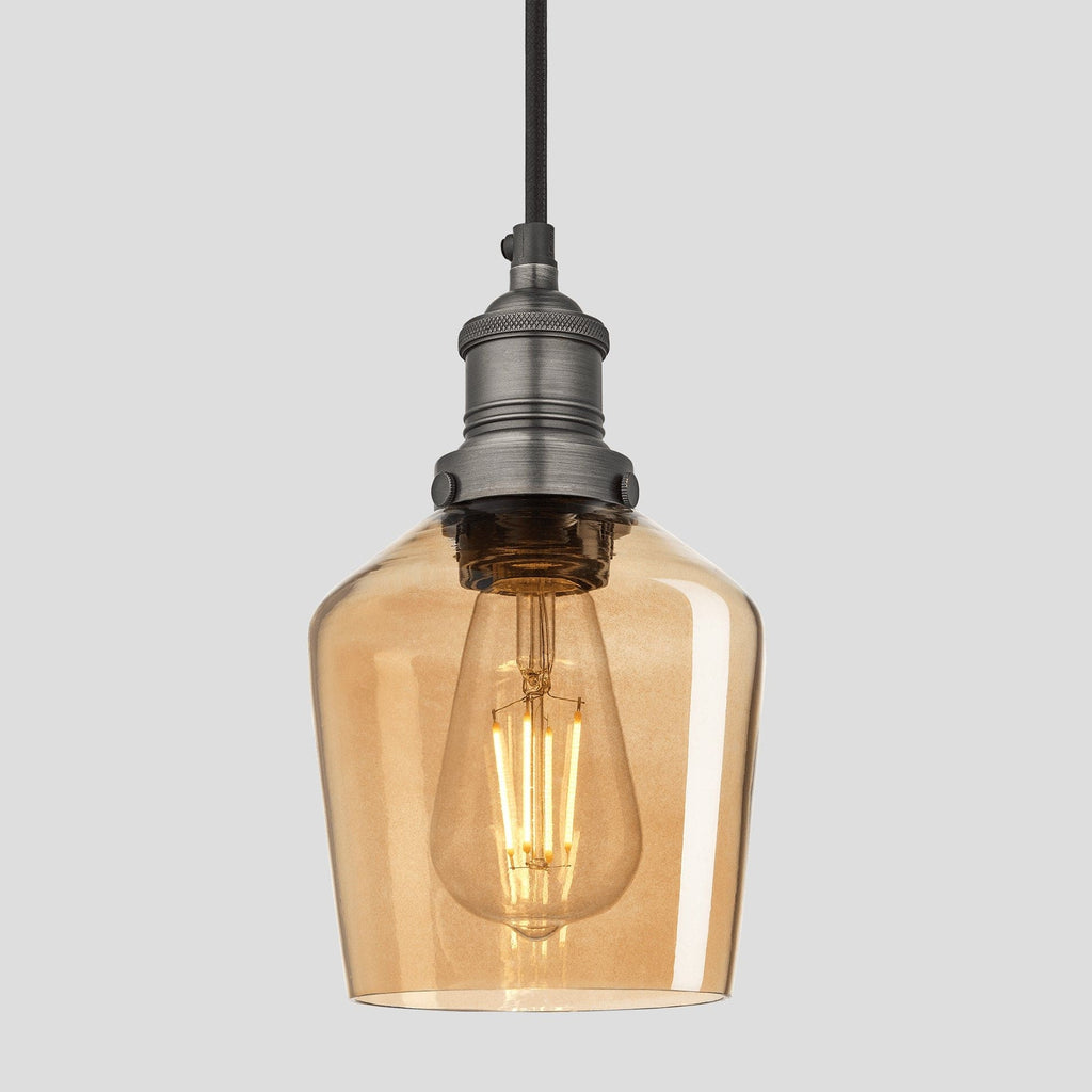 Brooklyn Tinted Glass Schoolhouse Pendant - 5.5 Inch - Amber-Ceiling Lights-Yester Home