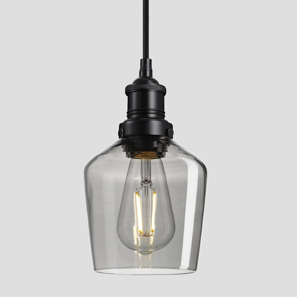 Brooklyn Tinted Glass Schoolhouse Pendant - 5.5 Inch - Smoke Grey-Ceiling Lights-Yester Home