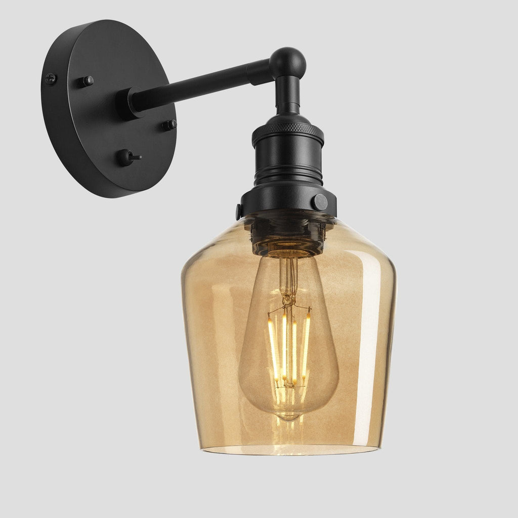 Brooklyn Tinted Glass Schoolhouse Wall Light - 5.5 Inch - Amber-Wall Lights-Yester Home