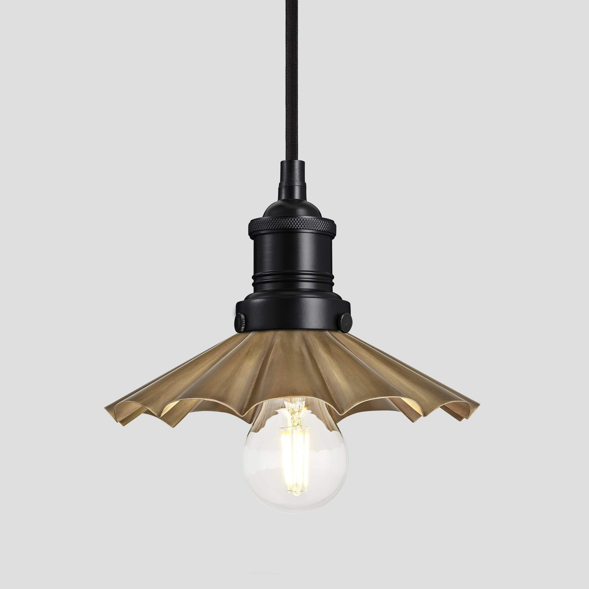 Brooklyn Umbrella Pendant - 8 Inch - Brass-Ceiling Lights-Yester Home