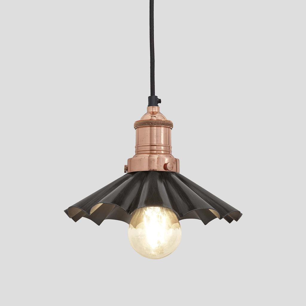 Brooklyn Umbrella Pendant - 8 Inch - Pewter-Ceiling Lights-Yester Home