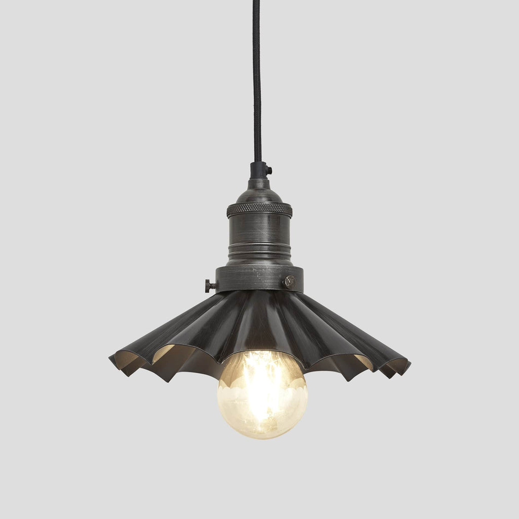 Brooklyn Umbrella Pendant - 8 Inch - Pewter-Ceiling Lights-Yester Home