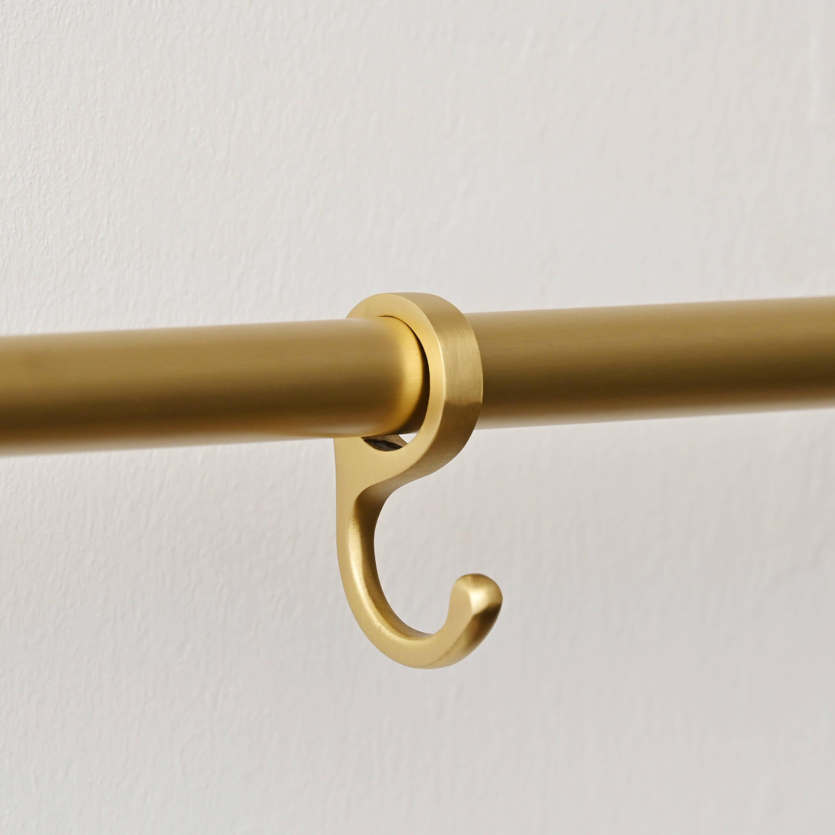 Brushed Satin Brass Hanging Rail | Lacquered - Hook Rails - Yester Home - Yester Home