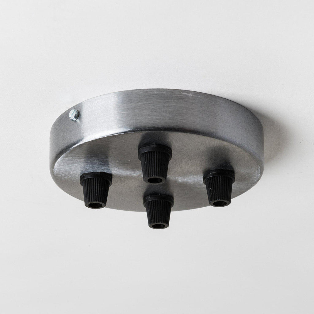 Brushed Steel 100mm Ceiling Rose - All Outlet Options-Ceiling Rose-Yester Home