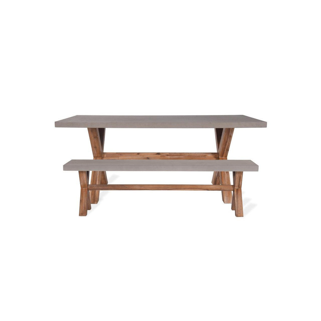 Burford Table and Bench Set, Small in Grey - Polystone-Outdoor Tables-Yester Home