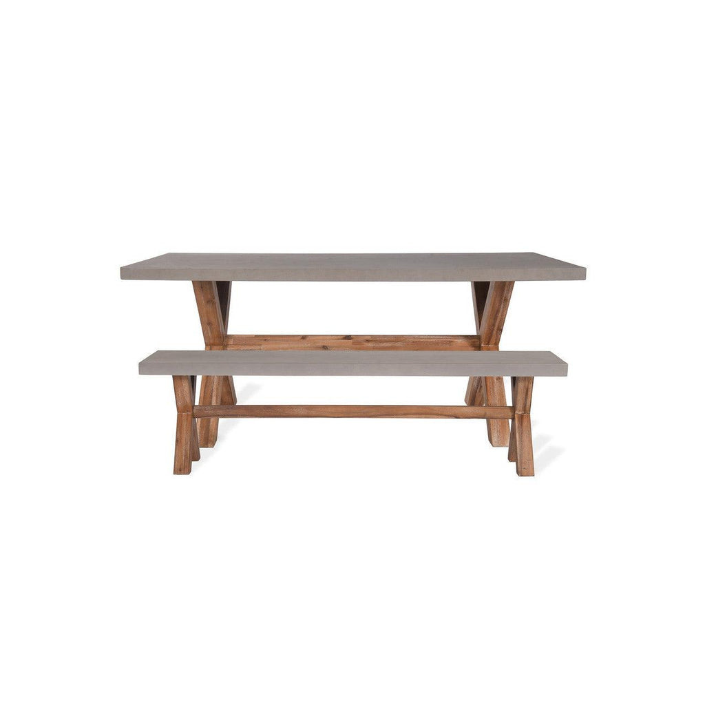 Burford Table and Bench Set, Small in Natural - Polystone