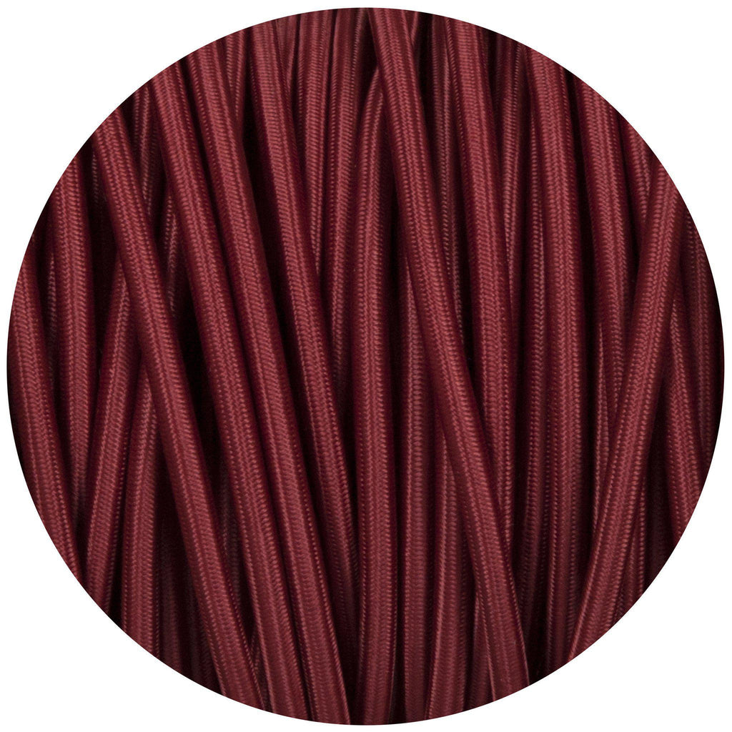 Burgundy Round Fabric Braided Cable-Fabric Cable-Yester Home