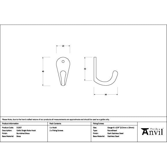 Burnished Brass Celtic Single Robe Hook - Coat Hooks - From The Anvil - Yester Home