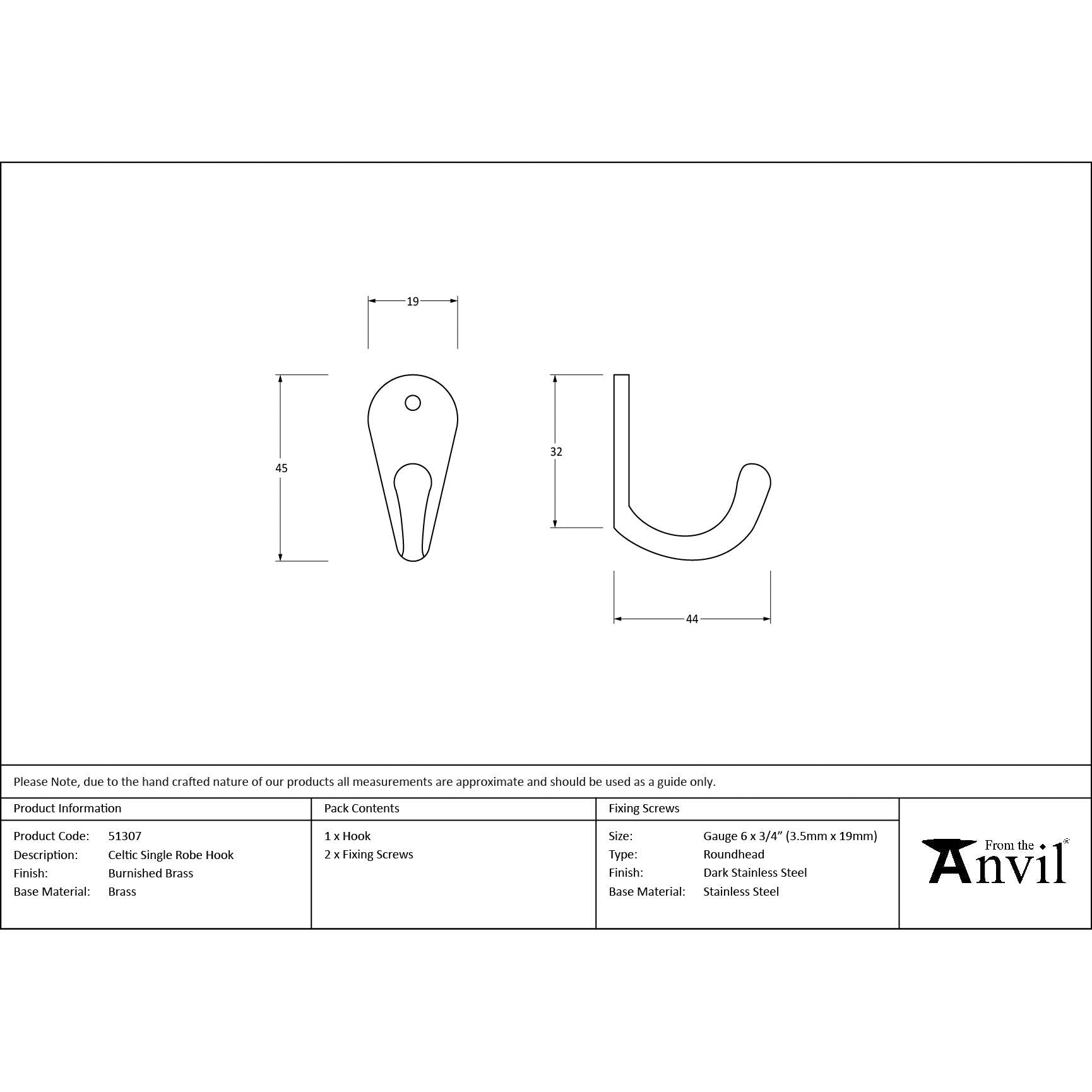 Burnished Brass Celtic Single Robe Hook - Coat Hooks - From The Anvil - Yester Home