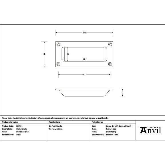 Burnished Brass Flush Handle - Flush Handles - From The Anvil - Yester Home